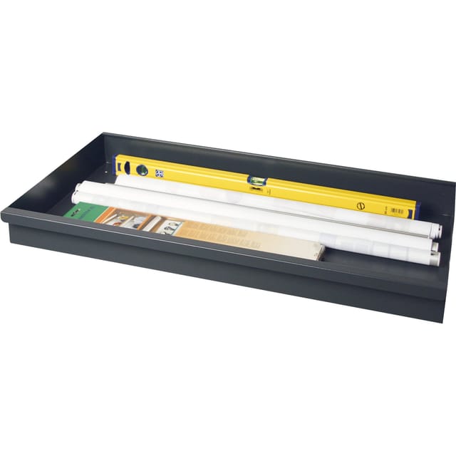 Einzelschublade 100 mm hoch, durchgehend, RAL 7016