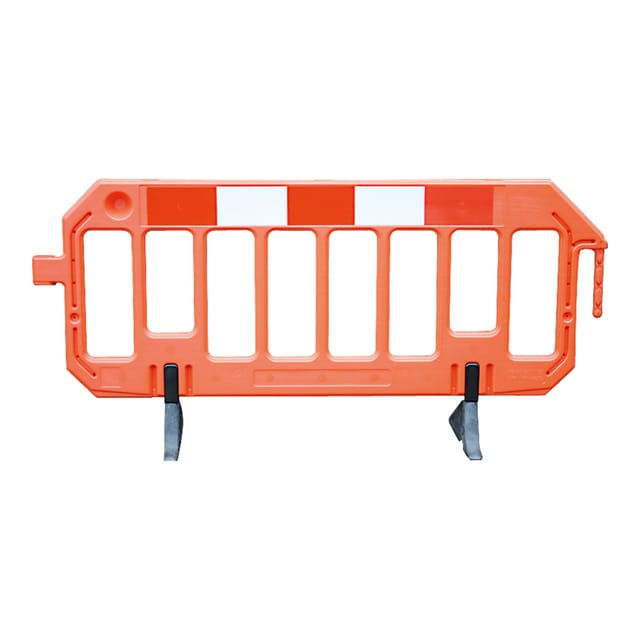 Sperrgitter aus Kunststoff im auffälligem Farbton orange, mit Signalwirkung und mobil