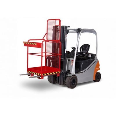 Arbeitskorb KOMPAKT für Gabelstapler, Stahl pulverbeschichtet, LxB 800x800mm, Traglast 240kg, rot
