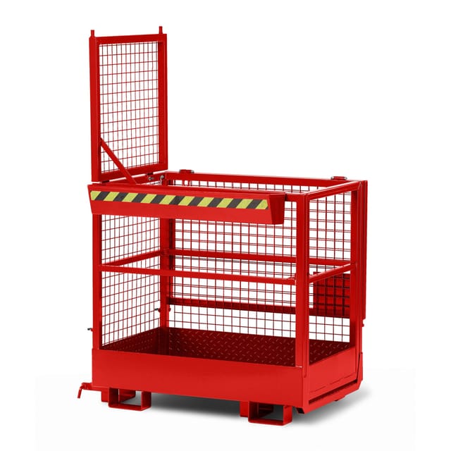 Arbeitsbühne DUO für Gabelstapler, Stahl pulverbeschichtet, LxB 800x1200mm, Traglast 300kg, rot
