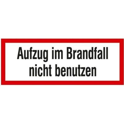 Brandschutzschild "Aufzug im Brandfall nicht benutzen", Folie, LN, SK, 297 x 105 mm, VE = 5 Stück
