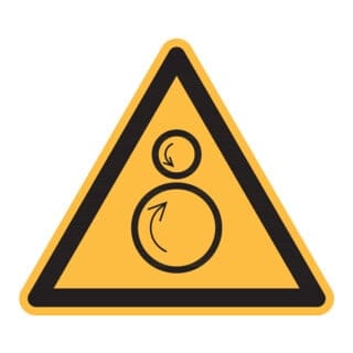 Warnschild "Warnung vor Einzugsgefahr", ISO 7010, Aluminium,, 100 mm, VE = 10 Stück