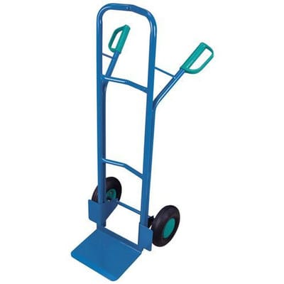 Gerätekarre DENIOS classic-line aus Stahl, Luftbereifung, Schaufel 320x250mm, 250kg