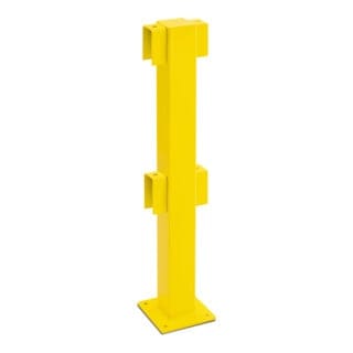 Rammschutz-Geländer-Mittelpfosten, gelb feuerverzinkt, zum Aufdübeln, 1000 x 100 x 100 mm