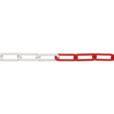 Absperrkette aus Kunststoff, 10 m lang, rot/weiß, Durchmesser 6 mm