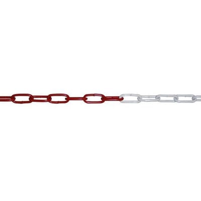 Absperrkette aus Stahl, 15 m lang, rot/weiß, verzinkt und kunststoffbeschichtet, Durchmesser 6 mm