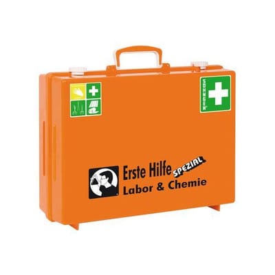 Erste-Hilfe-Koffer Beruf Spezial, Ausführung "Labor & Chemie", orange