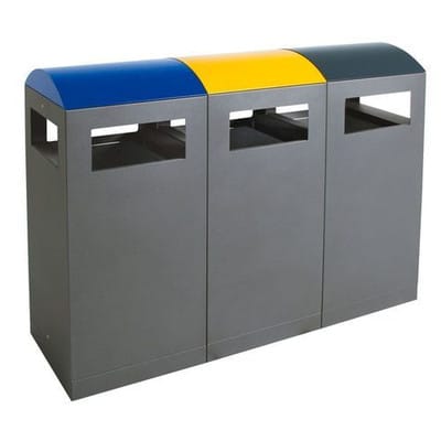 Wertstoff-Sammelstation für den Außeneinsatz, 3 x 90 Liter, Korpus dunkelgrau