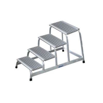 Montage-Tritt aus Aluminium, mit 4 Gitterroststufen