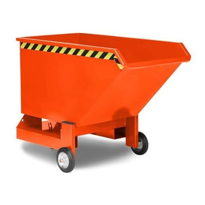Kippwagen aus Stahl, 250 Liter Volumen, orange