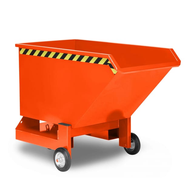 Kippwagen aus Stahl, 600 Liter Volumen, orange