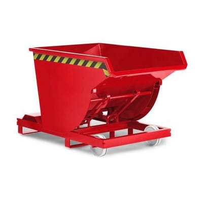 Beistell-Kippbehälter aus Stahl, 750 Liter Volumen, rot