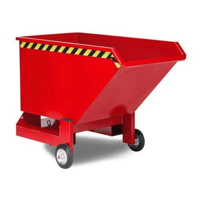 Kippwagen aus Stahl, 800 Liter Volumen, rot