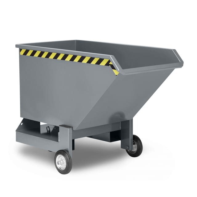 Kippwagen aus Stahl, 600 Liter Volumen, grau