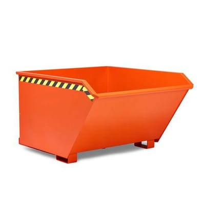Kippbehälter aus Stahl, 500 Liter Volumen, orange