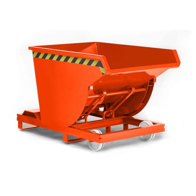 Beistell-Kippbehälter aus Stahl, 300 Liter Volumen, orange