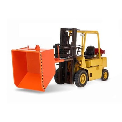 Spänekipper aus Stahl, 300 Liter Volumen, orange, inkl. öldichter Verschweißung und Ablasshahn