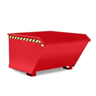 Kippbehälter aus Stahl, 1000 Liter Volumen, rot