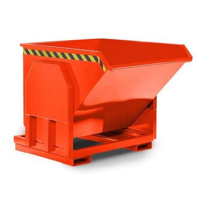 Schwerlast-Kippbehälter aus Stahl, 1200 Liter Volumen, orange