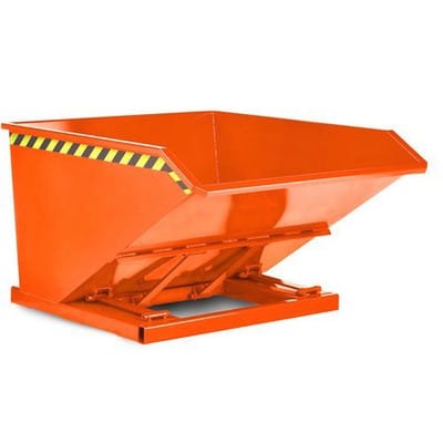 Schüttgut-Kippbehälter aus Stahl, 1000 Liter Volumen, orange