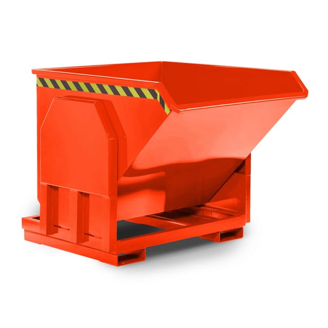 Schwerlast-Kippbehälter aus Stahl, 1000 Liter Volumen, orange