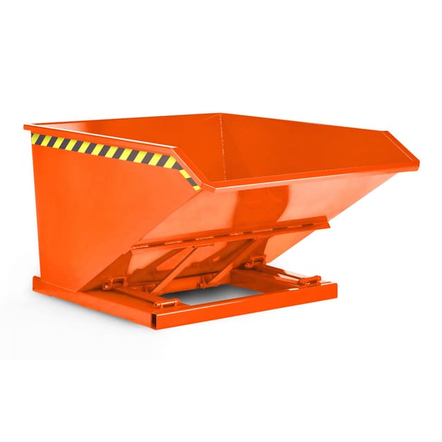 Schüttgut-Kippbehälter aus Stahl, 1500 Liter Volumen, orange