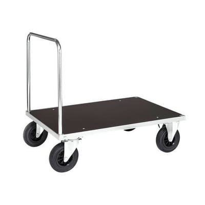 Plattformwagen KM mit Bügel, verzinkt, MDF-Platte beschichtet, 500Kg, 1000x700 mm, Vollgummi, Bremse