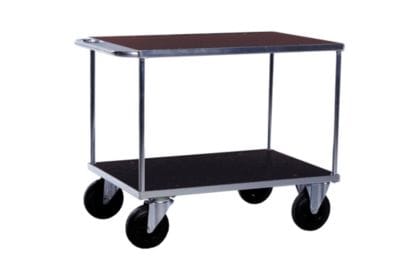 Tischwagen KM, verzinkt, 2 MDF-Böden beschichtet, 500Kg, 1300x800 mm, Vollgummi-Rollen, Bremse