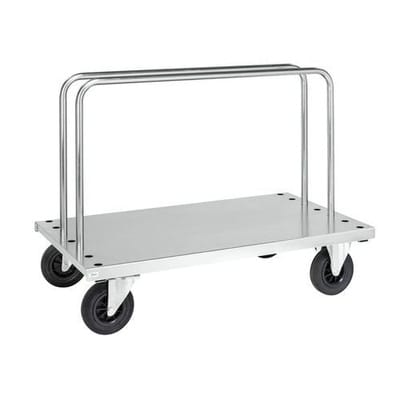 Plattenwagen KM Stahlrohr verzinkt, 500 Kg, 2 Rohrbügel, 1250x700 mm, Vollgummi-Rollen