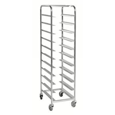 Kistenwagen KM für 11 Eurokästen, verzinkt, LxBxH 460 x 590 x 1880 mm, 4 Lenkrollen PU, Stopp