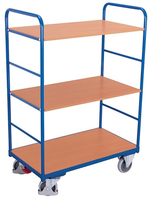 Etagenwagen aus Stahl, 5 Etagenböden, pulverbeschichtet, TPE-Rollen, EasySTOP, 1000 x 700 mm