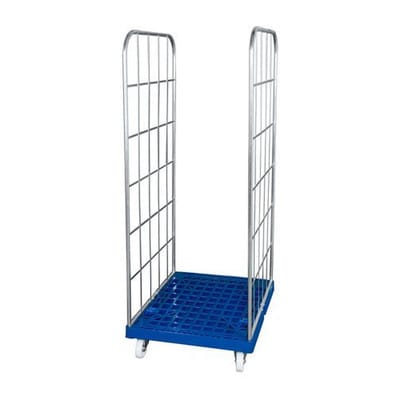 Logistik-Box, Kunststoffrollplatte, 2 Seitenwände verzinkt, 724 x 815 x 1850 mm