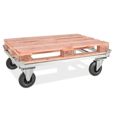 Fahrgestell KM für Euro-Paletten, verzinkt, Höhe 305 mm, 800 Kg, Vollgummirollen