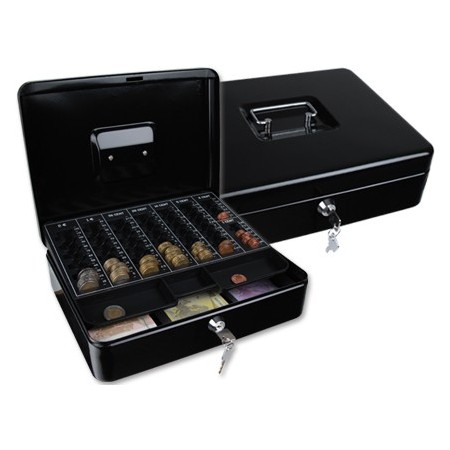 Caja Caudales Q-connect 12 300x240x90 Mm Negra Con Portamonedas