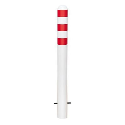 Ladesäulen Rammschutz-Poller, Stahl, feuerverzinkt, H 800 mm, Reflexringe rot, zum Einbetonieren