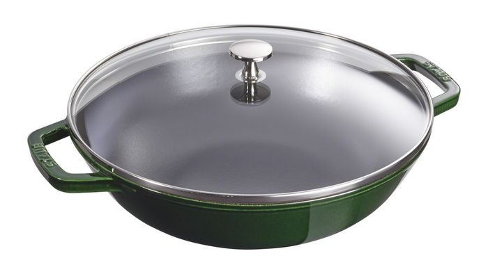 Staub Wok Mit Glassdeckel, 30 Cm | Rund | Gusseisen | Basilikum-grün (40511-465-0)