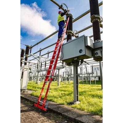 Kunststoff-Schiebe-SeilzugLeiter, mit glasfaserverstärkten GFK-Holmen, 2 x 10 Sprossen