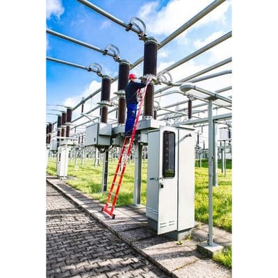 Anlegeleiter aus Kunststoff, mit glasfaserverstärkten GFK-Holmen, 14 Sprossen