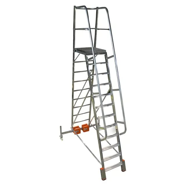 Podestleiter Vario kompakt, Aluminium, mit Plattform, 12 Stufen, inkl. Plattform