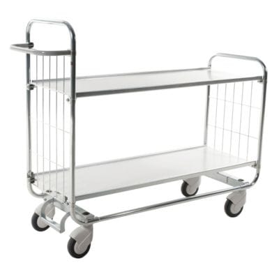 Etagenwagen KM, verzinkt, 2 flexible Böden, LxBxH 1195 x 470 x 1120 mm, 4 Lenkrollen