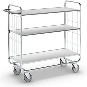 Etagenwagen KM, verzinkt, 3 flexible Böden, LxBxH 1195 x 470 x 1120 mm, 4 Lenkrollen