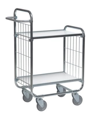 Etagenwagen KM, verzinkt, 2 flexible Böden, LxBxH 945 x 470 x 1120 mm, 4 Lenkrollen, Stopp