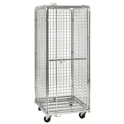 Rollbehälter KM Antidiebstahl, 5-seitig mit 1 Tür, LxBxH 720 x 830 x 1840 mm, Stopp
