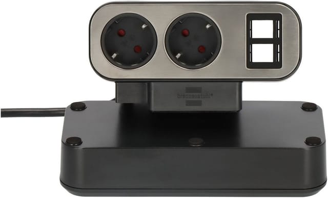brennenstuhl®estilo Duplex Tischsteckdosenleiste, 2x Keystone Module, 10x Schutzkontakt-Steckdosen, silber/schwarz