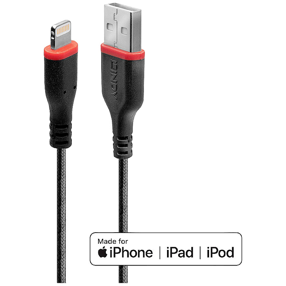 Usb-kabel Usb 2.0 Apple Lightning Stecker, Usb-a Stecker 1.00 M Schwarz 31291 - Lindy