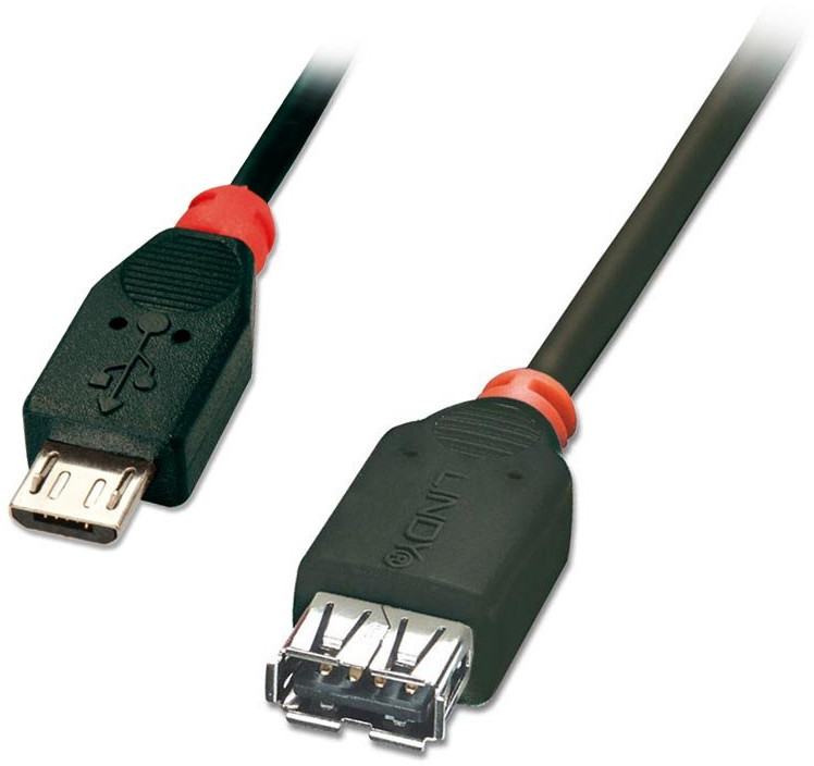 Lindy Usb-kabel Usb 2.0 Usb-micro-b Stecker, Usb-a Buchse 1.00 M Schwarz Mit Otg-funktion 31936