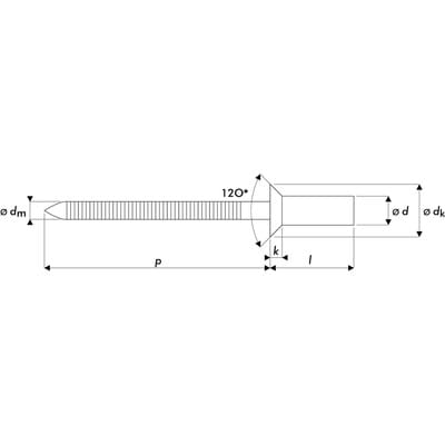 Q-Sealed Dicht-/Becherniet Alu/Edelstahl A2 Senkkopf 4.8 X 12.5