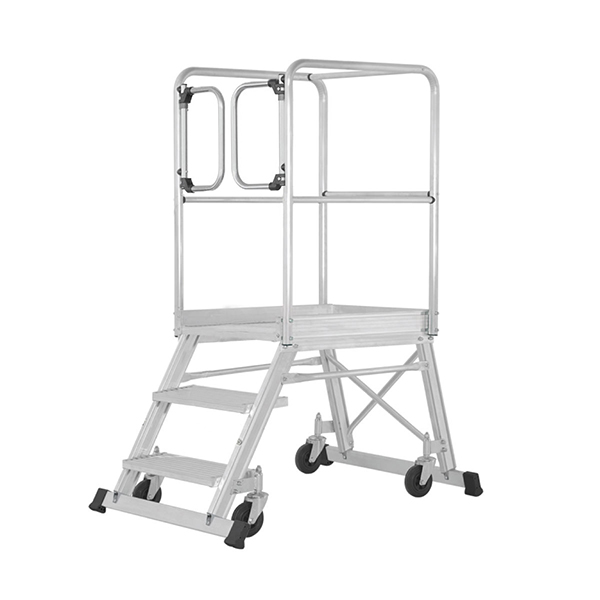 Mobile Plattformtreppe 3 Stufen - Max. Arbeitshöhe. 2.73m - Mit Tür - 6188/03-p