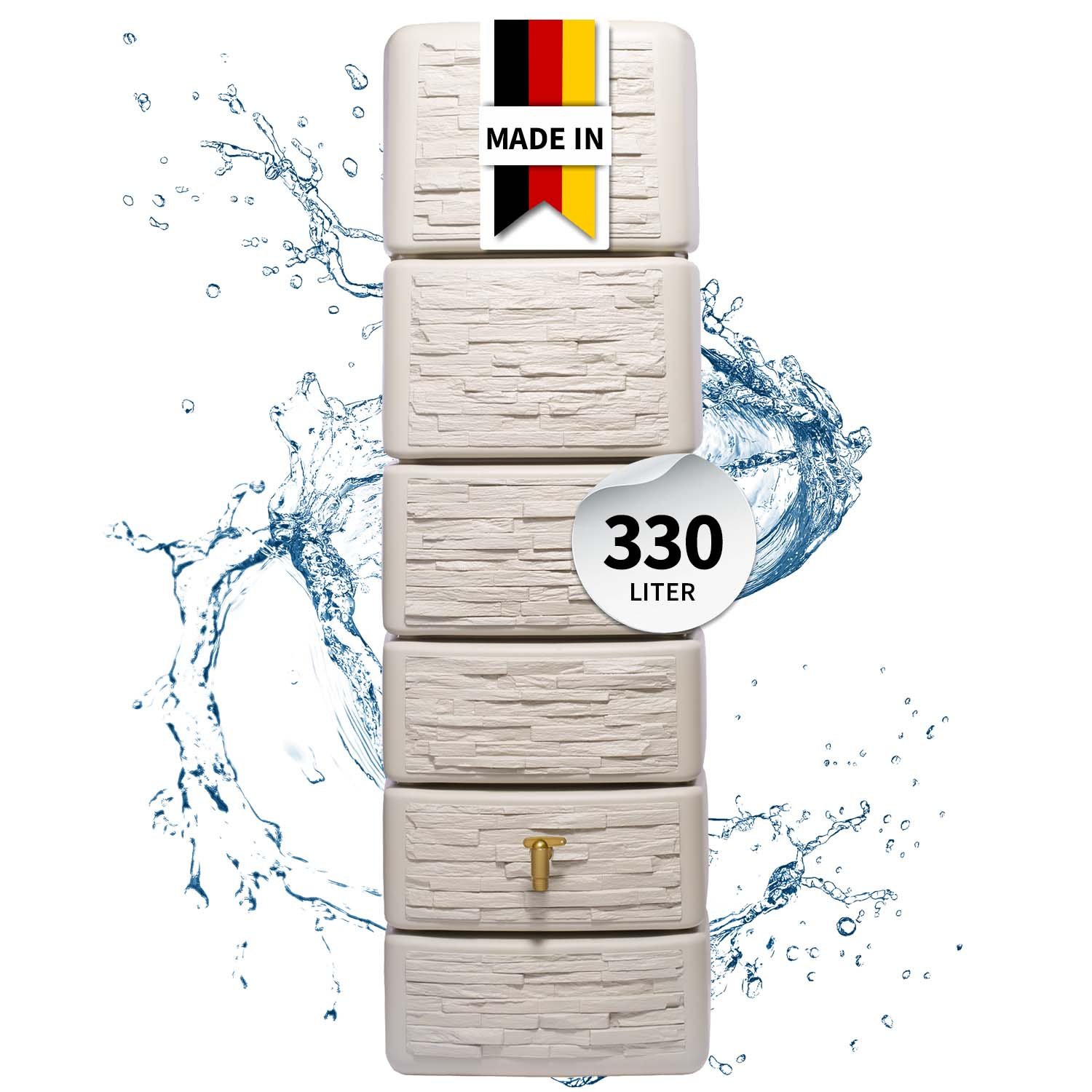 4rain Regenwasser-wandtank Slim Sandbeige 300 L Wandtank