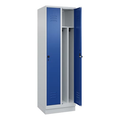 Spind Classic PLUS, Sockel, 2 Abteile, 1950x600x500mm, 7035/5010
